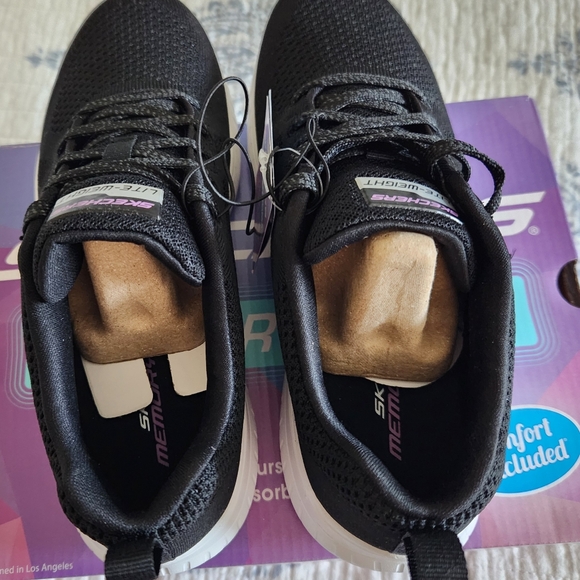 Women's skechers Bob's Squad Chaos shoes size 7 black/white - Picture 3 of 12